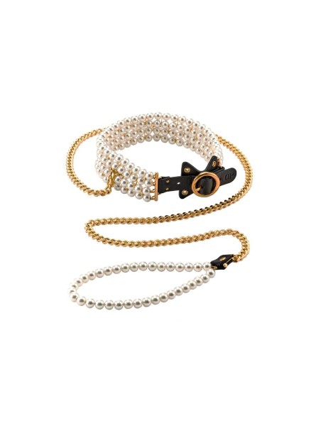 Obroża BDSM Luminious Pearl Leash And Collar Guilty Pleasure