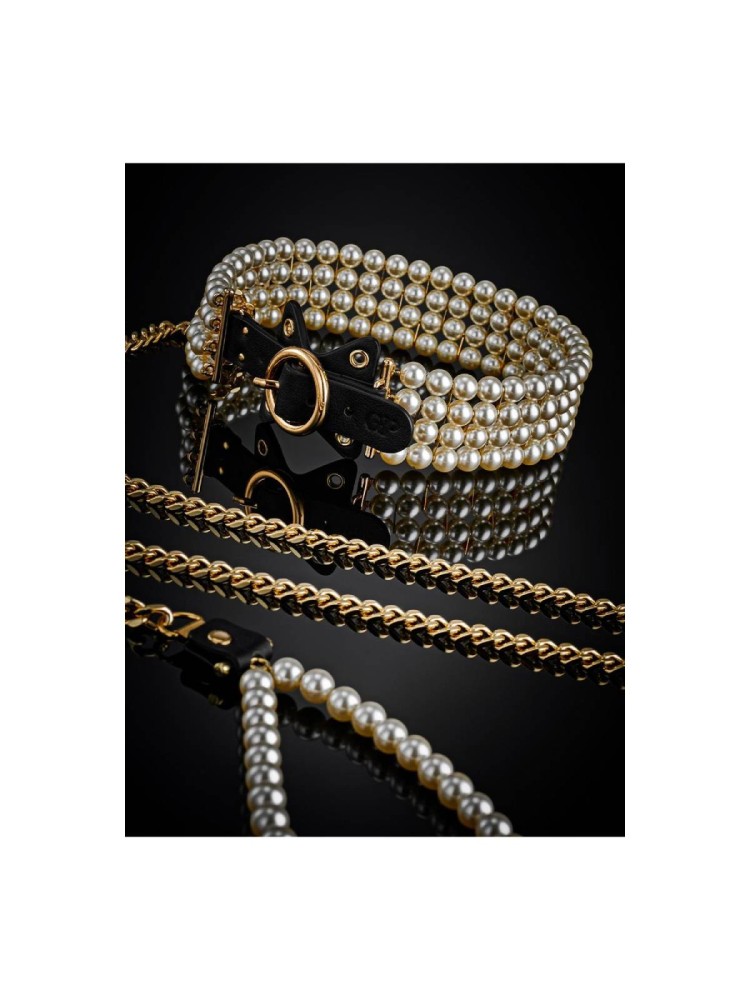 Obroża BDSM Luminious Pearl Leash And Collar Guilty Pleasure