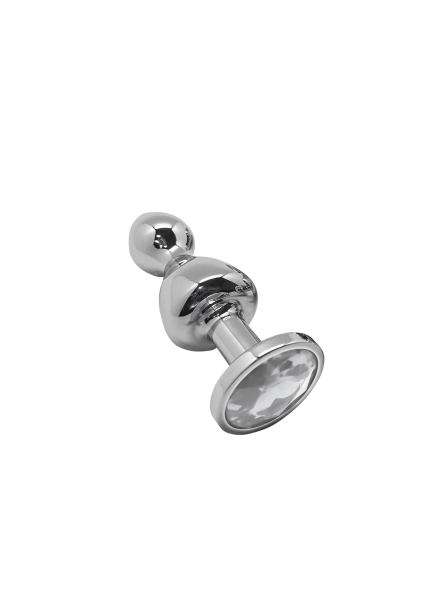 Korek analny Lollypop Double Ball Metal Plug S White Wooomy