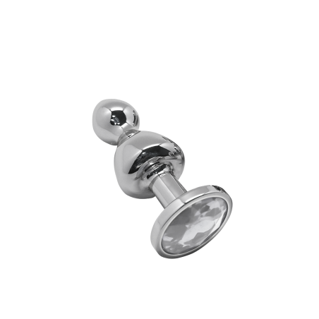 Korek analny Lollypop Double Ball Metal Plug S White Wooomy