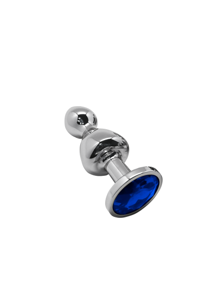 Korek analny Lollypop Double Ball Metal Plug M Blue Wooomy