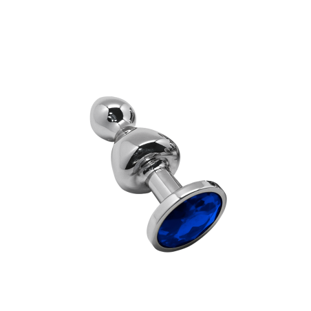 Korek analny Lollypop Double Ball Metal Plug M Blue Wooomy