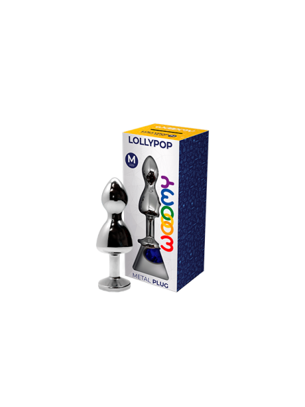 Korek analny Lollypop Double Ball Metal Plug M Blue Wooomy