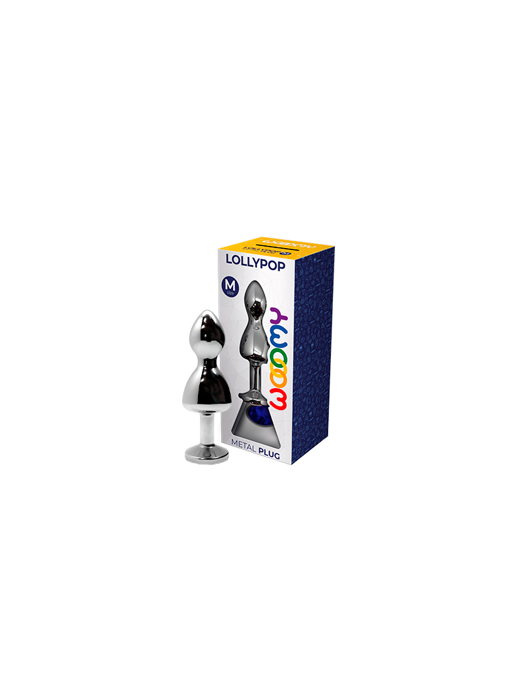 Korek analny Lollypop Double Ball Metal Plug M Blue Wooomy