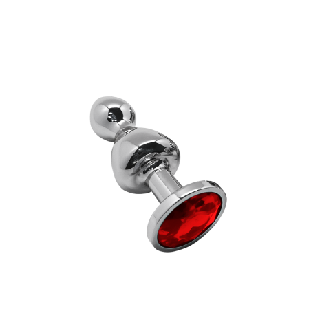 Korek analny Lollypop Double Ball Metal Plug L Red Wooomy