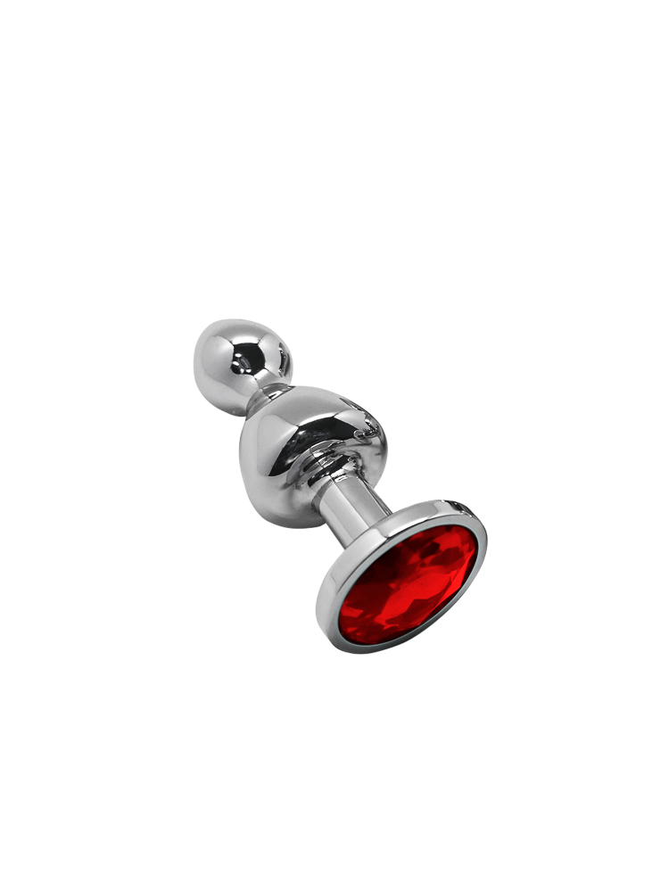 Korek analny Lollypop Double Ball Metal Plug L Red Wooomy