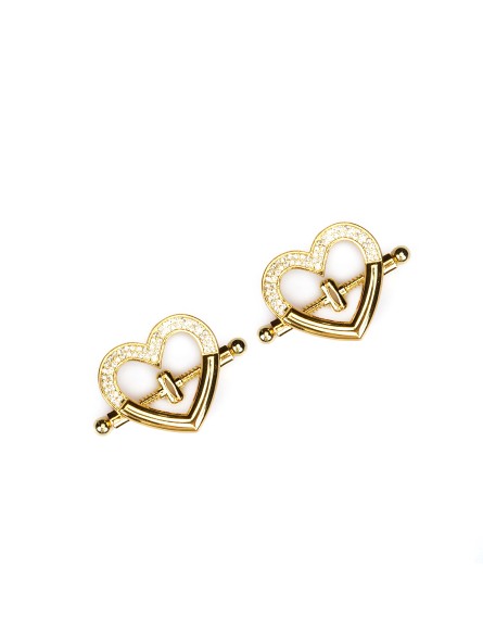 Klamerki Heart-shaped Nipple Clamps with Rhinestones Liebe Seele
