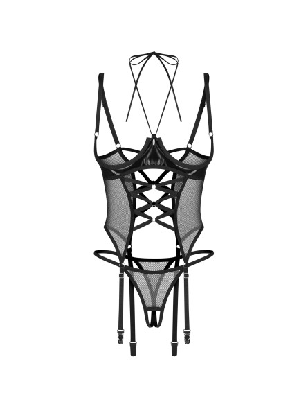 Dominna gorset i stringi otwarte L/XL Obsessive