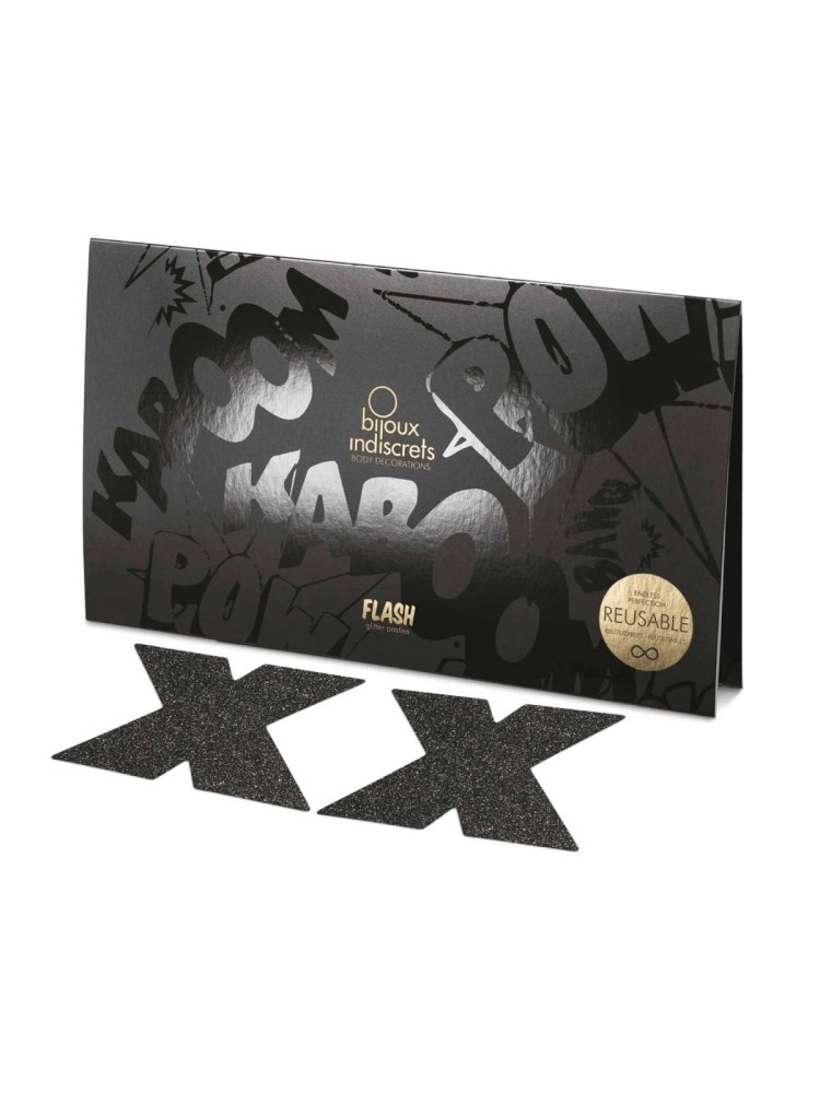 Ozdobne naklejki na sutki Flash Cross Black Bijoux Indiscrets