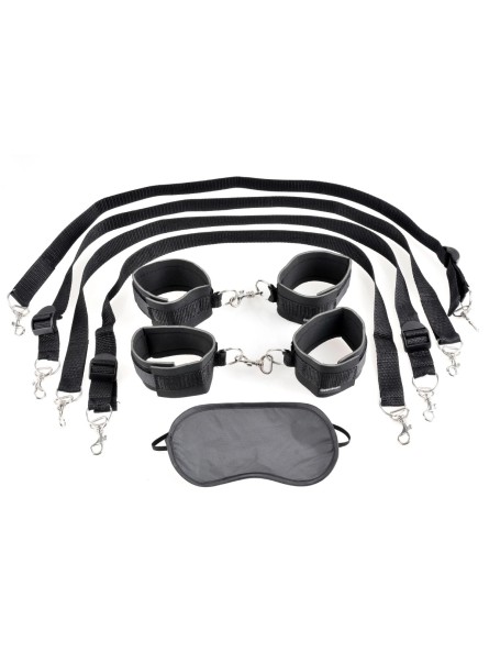 Zestaw do krępowania Cuff & Tether Set - Black Fetish Fantasy Series