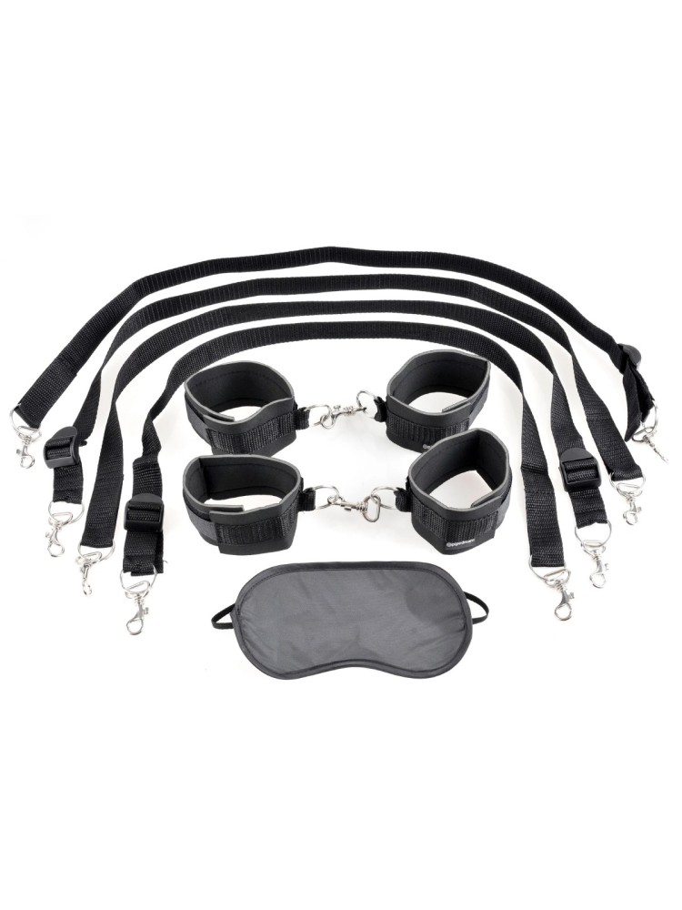Zestaw do krępowania Cuff & Tether Set - Black Fetish Fantasy Series