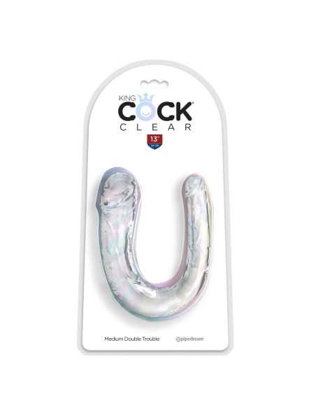 Podwójne dildo 34 cm Clear Medium Double Trouble King Cock