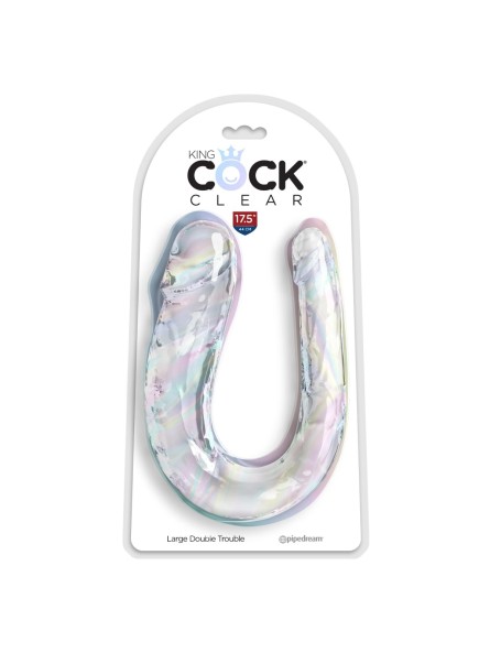 Podwójne dildo 44 cm Clear Large Double Trouble King Cock