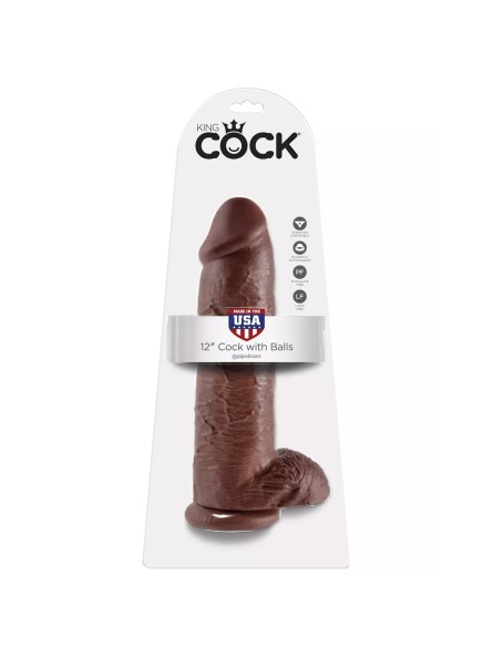 Dildo 31 cm Cock 12 inch w/balls brown King Cock
