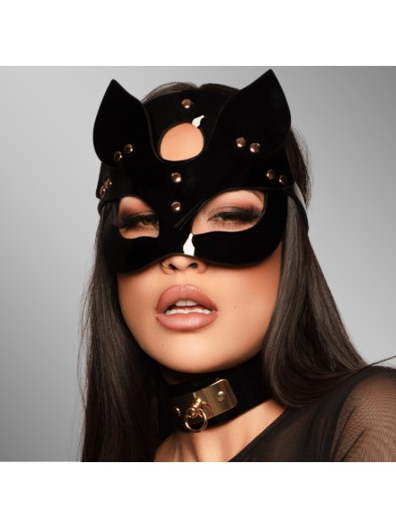 Maska na oczy High Gloss Cat Mask Deluxe Black/Gold Kinky Diva
