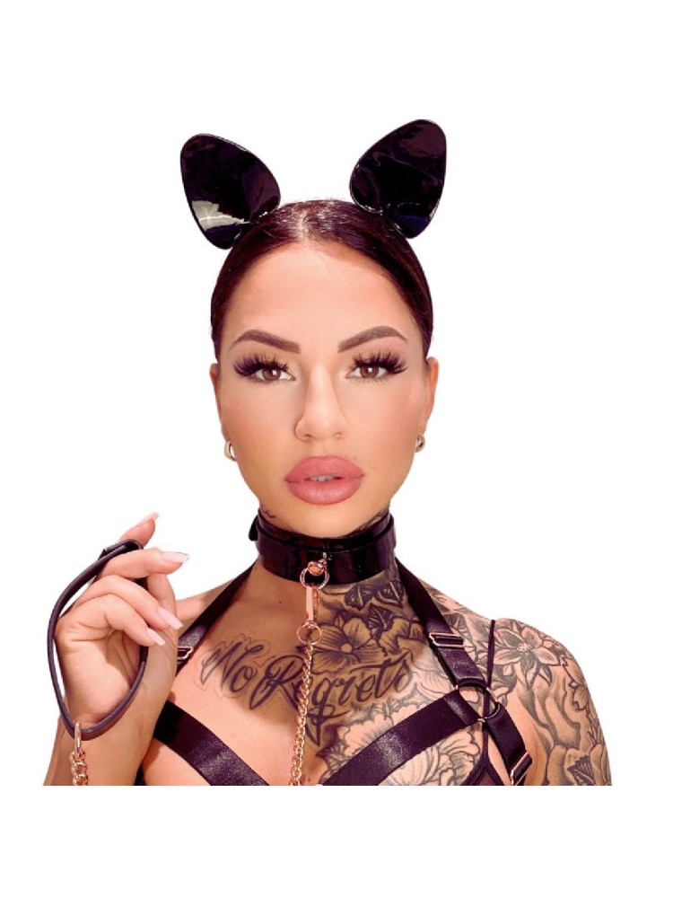Kocie uszy High Gloss Cat Ears Black/Silver Kinky Diva