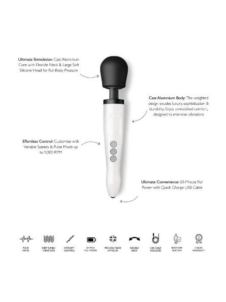 Wibrator różdżka Die Cast R Rechargeable Wand Massager White Doxy