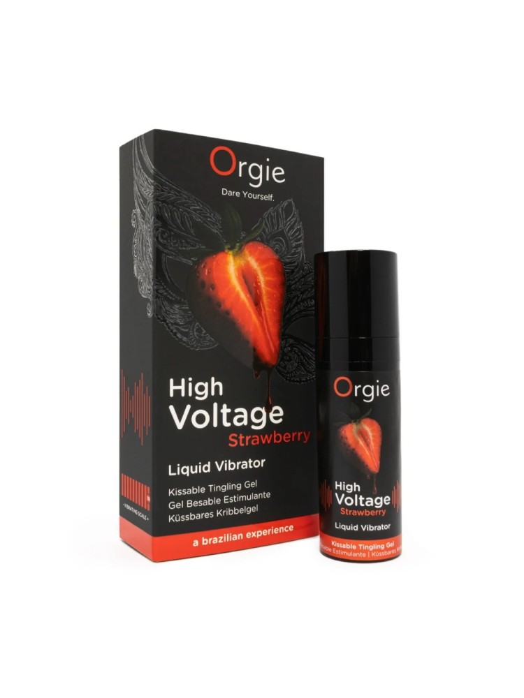 Wibrator w płynie High Voltage Strawberry 15ml Orgie