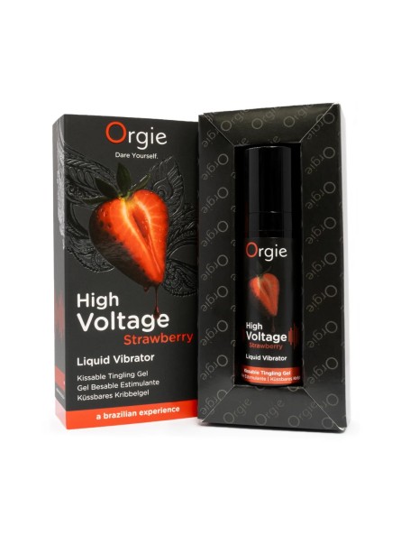 Wibrator w płynie High Voltage Strawberry 15ml Orgie