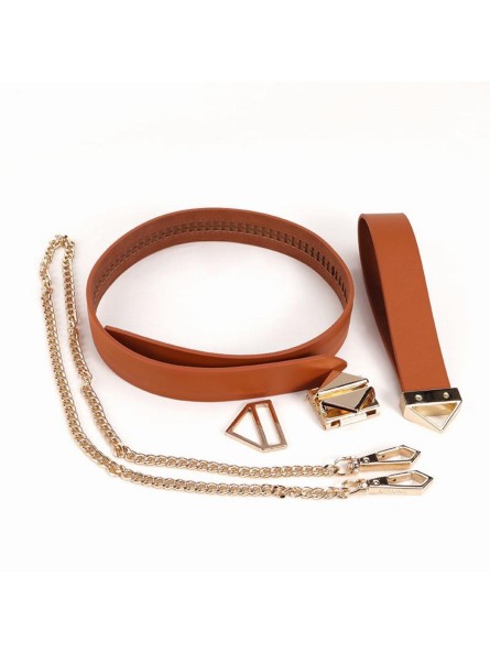 Obroża ze smyczą Collar With Leash Set Brown LOCKINK