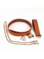 Obroża ze smyczą Collar With Leash Set Brown LOCKINK