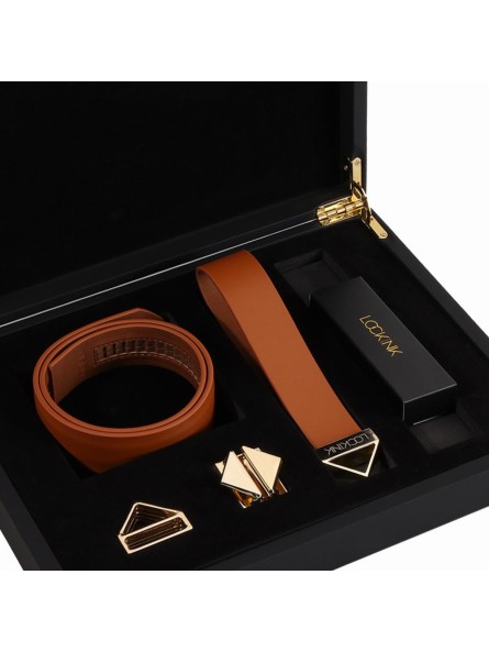 Obroża ze smyczą Collar With Leash Set Brown LOCKINK