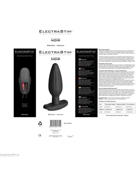 Korek Analny Do Elektrostymulacji Silicone Noir Rocker Butt Plug Medium ElectraStim