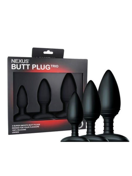 Zestaw 3 Korków Analnych Butt Plug Trio 3 Solid Silicone Butt Plugs S M L Nexus