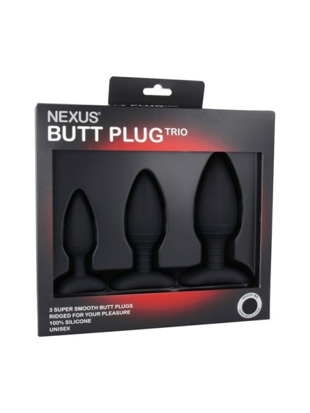 Zestaw 3 Korków Analnych Butt Plug Trio 3 Solid Silicone Butt Plugs S M L Nexus