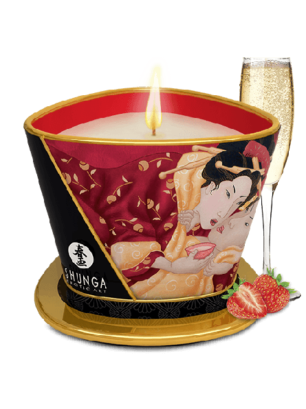 Świeca Do Masażu O Zapachu Szampana Z Truskawkami Romance Massage Candle 170 Ml Shunga