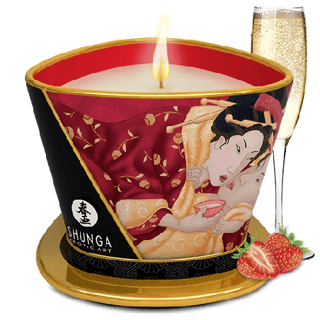 Świeca Do Masażu O Zapachu Szampana Z Truskawkami Romance Massage Candle 170 Ml Shunga