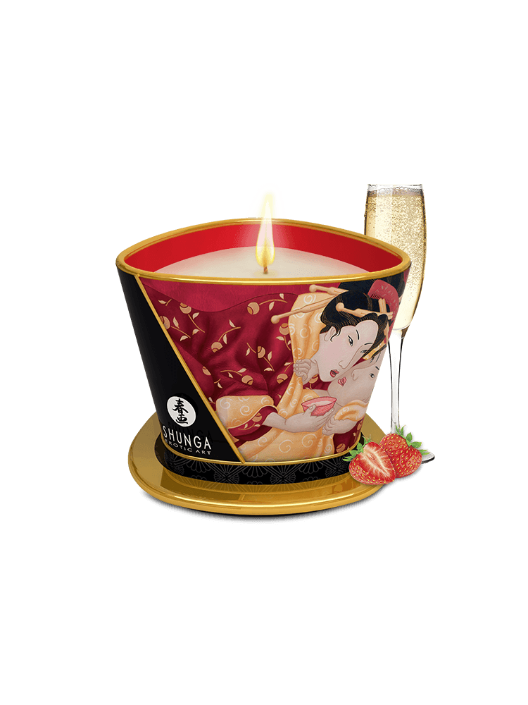 Świeca Do Masażu O Zapachu Szampana Z Truskawkami Romance Massage Candle 170 Ml Shunga