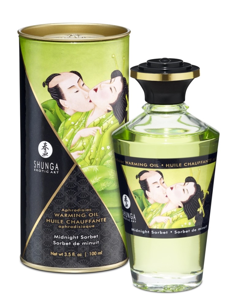 Jadalny Olejek Rozgrzewający Do Miejsc Intymnych O Smaku Sorbetu Owocowego Aphrodisiac Warming Oil Midnight Sorbet 100Ml Shunga