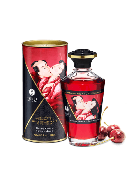 Jadalny Olejek Rozgrzewający Do Miejsc Intymnych O Smaku Wiśniowym Aphrodisiac Warming Oil Blazing Cherry 100Ml Shunga