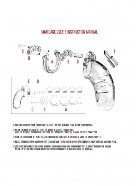 Chastity Model 01 Transparent Pas Cnoty Przeźroczysty Man Cage
