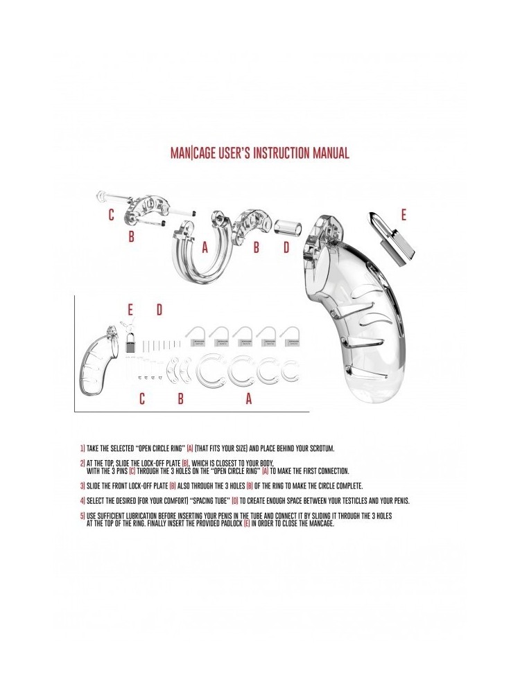 Chastity Model 01 Transparent Pas Cnoty Przeźroczysty Man Cage