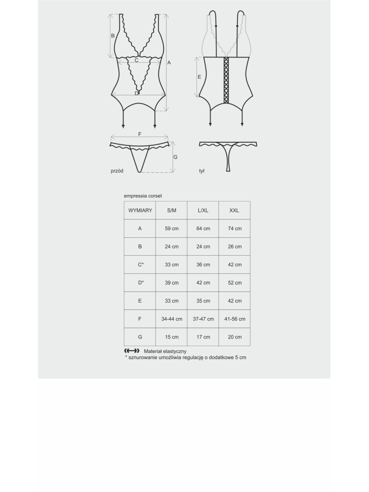 Gorset Ze Stringami Emperita L/Xl Obsessive