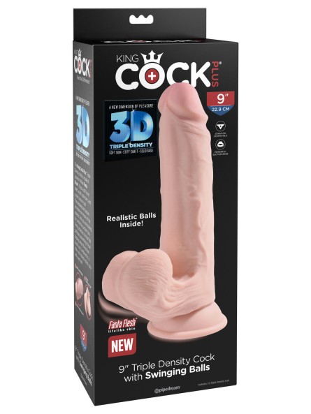 Dildo Z Przyssawką 3D Cock Swinging Balls 9 Inch King Cock