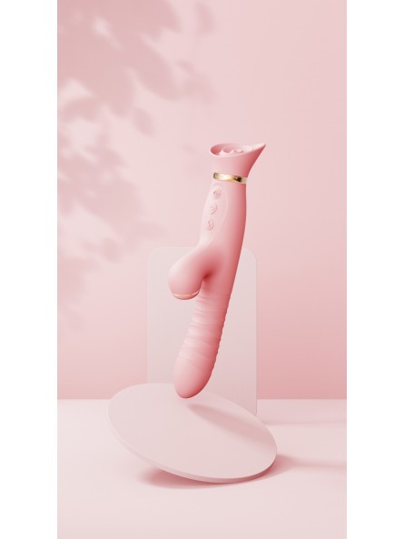 Wibrator Wielofunkcyjny Rose Thruster Strawberry Pink Zalo
