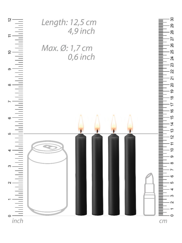 Teasing Wax Candles 4-Pack Black - Czarny Zestaw Świec Do Bdsm Ouch! by Shots