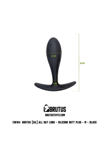 Korek analny All Day Long Silicone Butt Plug Black M Brutus