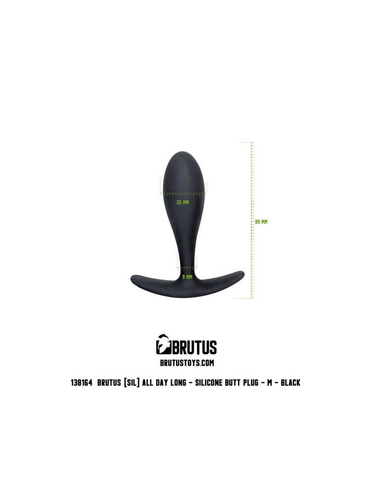 Korek analny All Day Long Silicone Butt Plug Black M Brutus