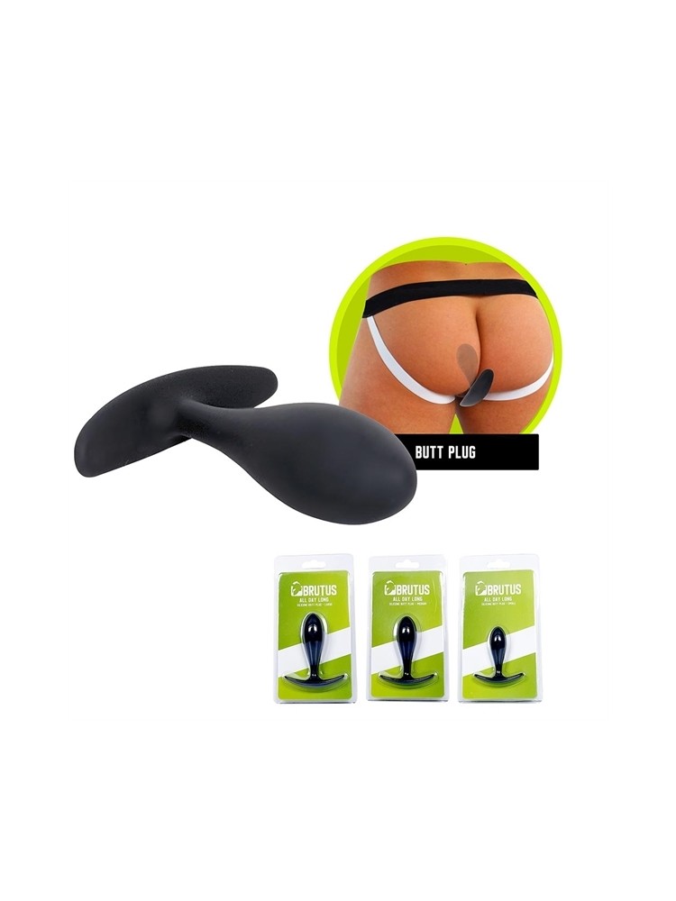 Korek analny All Day Long Silicone Butt Plug Black M Brutus