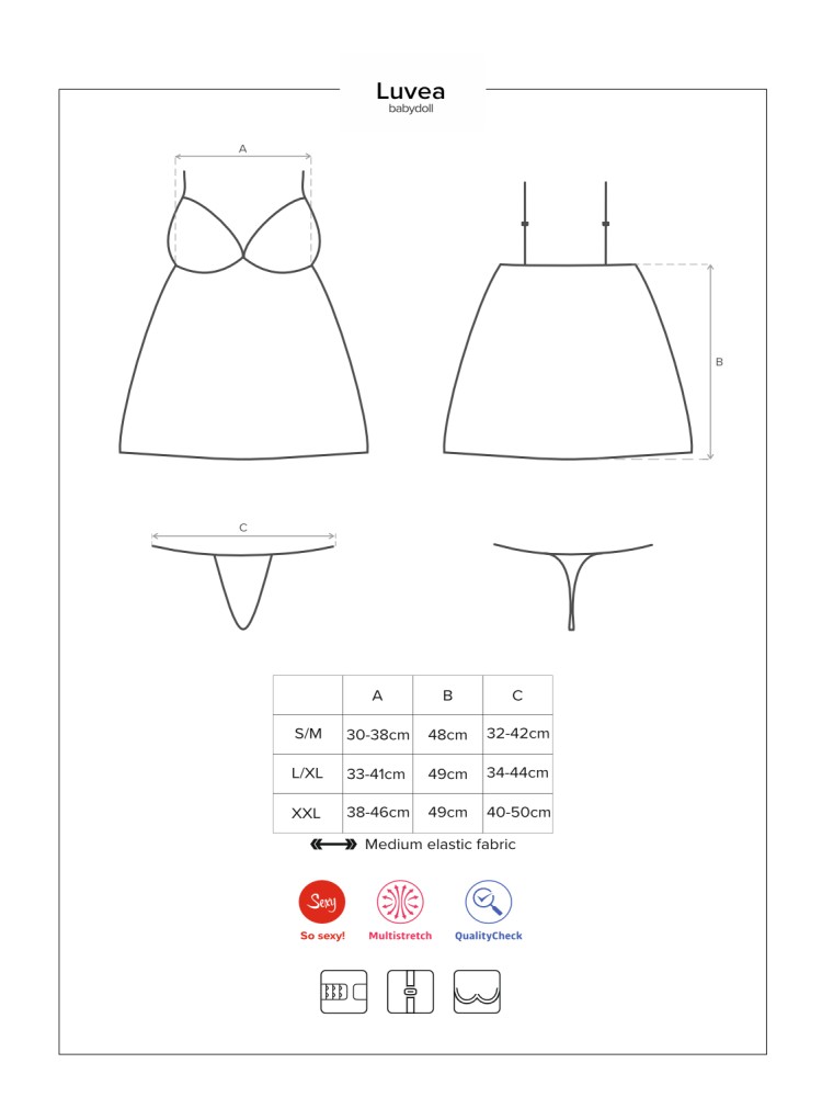 Babydoll Ze Stringami Luvae 2Xl/3Xl Obsessive