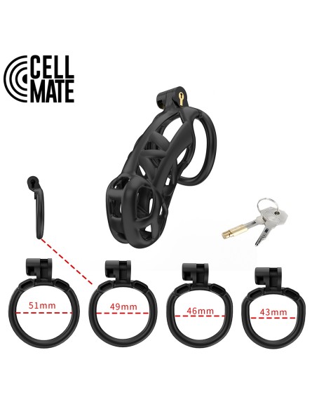 Pas cnoty Guardian Chastity Cage Black Size 4 CELLMATE