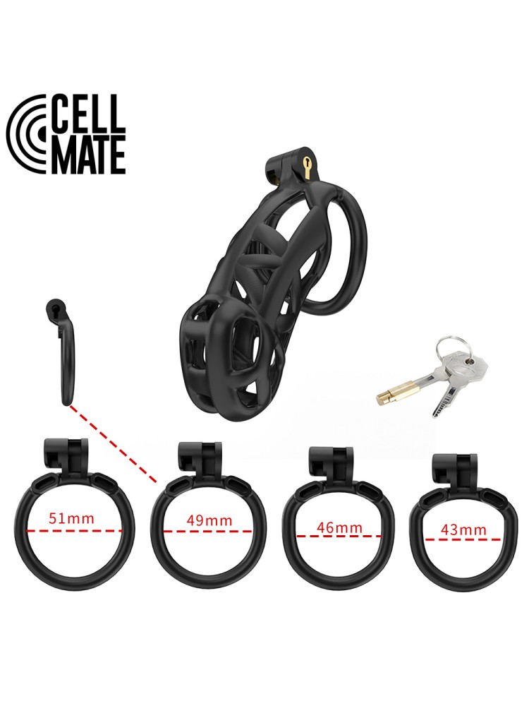 Pas cnoty Guardian Chastity Cage Black Size 4 CELLMATE