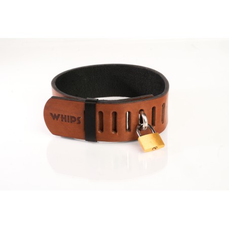 Obroża z kłódką brązowa L Primal Bond Whips