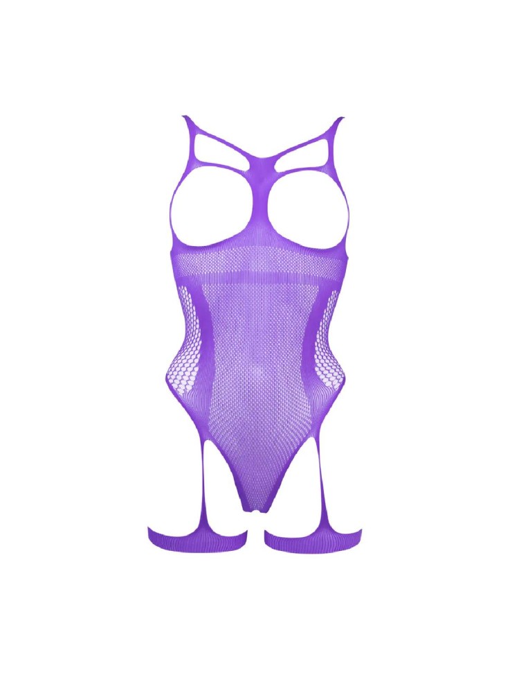 Body Open-Cup Strappy Teddy Purple OS Le Desir