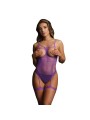 Body Open-Cup Strappy Teddy Purple OS Le Desir