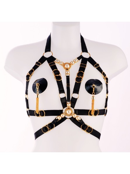 Otwarty biustonosz FAUSTINA II-Cupless Triangle Bra Deluxe Kinky Diva